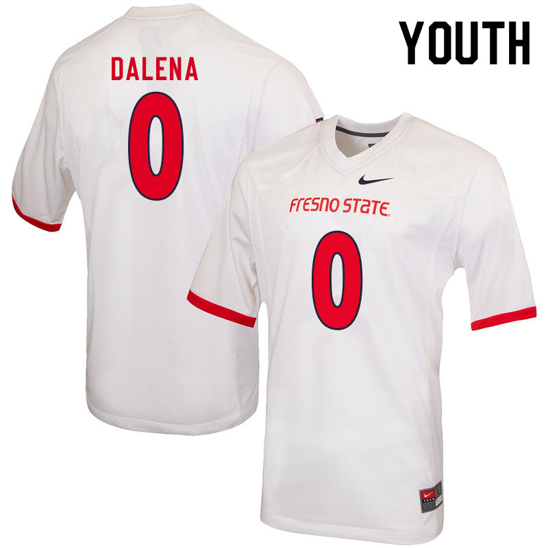 Youth #0 Mac Dalena Fresno State Bulldogs College Football Jerseys Sale-White